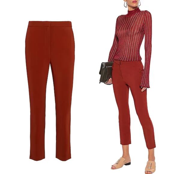 Rosetta Getty Trouser Red Cropped Tapered High Rise‎ Dress Pants Size 10 - Picture 1 of 13